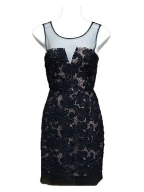 BCBG black lace cocktail dress Size 2 mesh yoke Little Black Dress Party